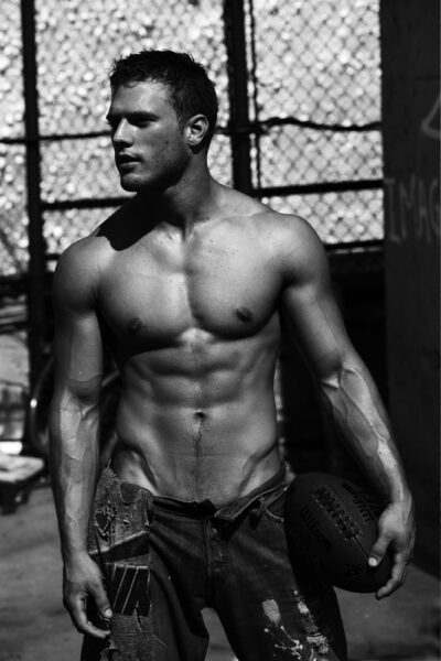 Football Jock Working up a Sweat